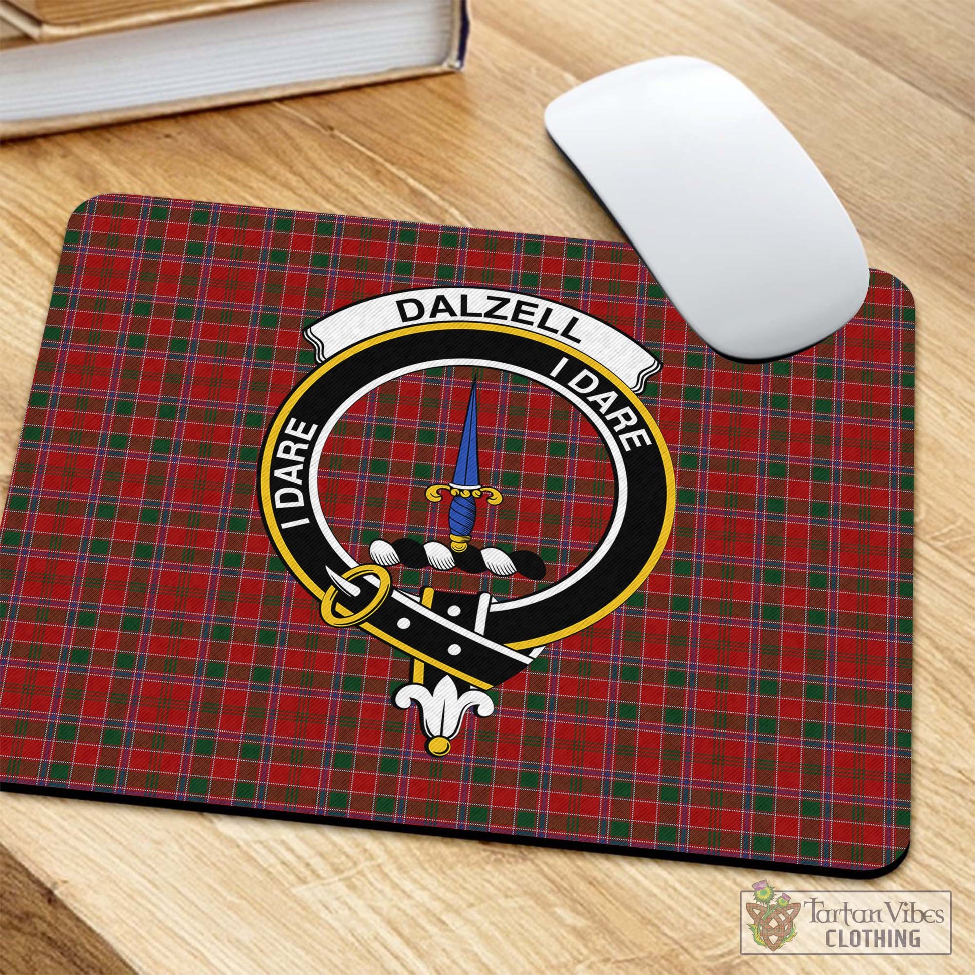 Tartan Vibes Clothing Dalzell (Dalziel) Tartan Mouse Pad with Family Crest