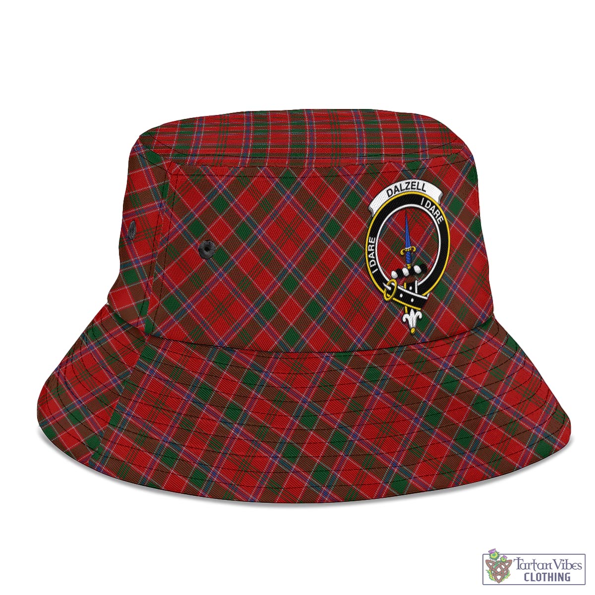 Tartan Vibes Clothing Dalzell (Dalziel) Tartan Bucket Hat with Family Crest