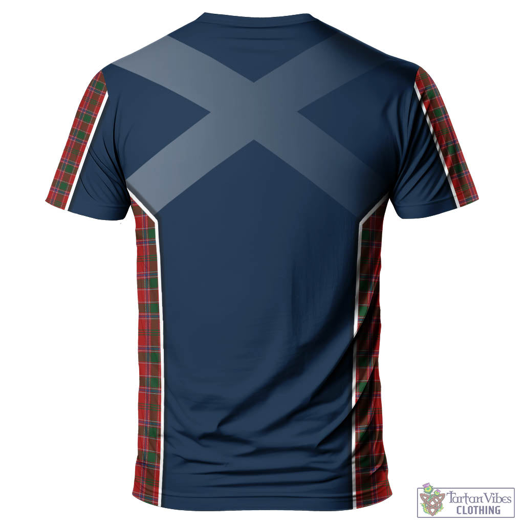 Tartan Vibes Clothing Dalzell (Dalziel) Tartan T-Shirt with Family Crest and Scottish Thistle Vibes Sport Style