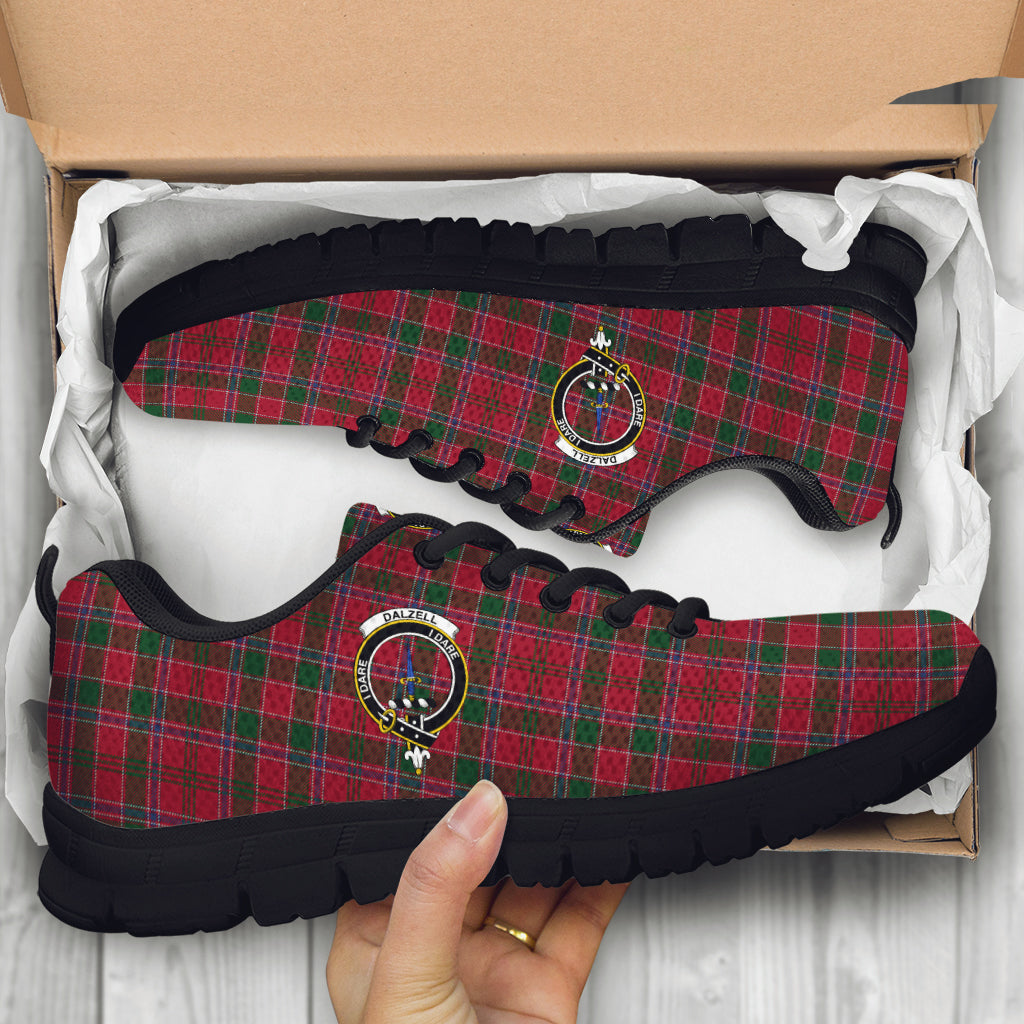 Dalzell (Dalziel) Tartan Sneakers with Family Crest - Tartan Vibes Clothing