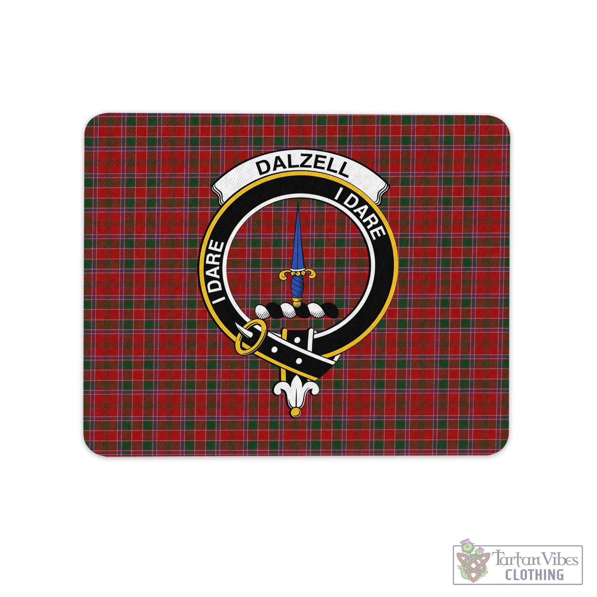 Tartan Vibes Clothing Dalzell (Dalziel) Tartan Mouse Pad with Family Crest