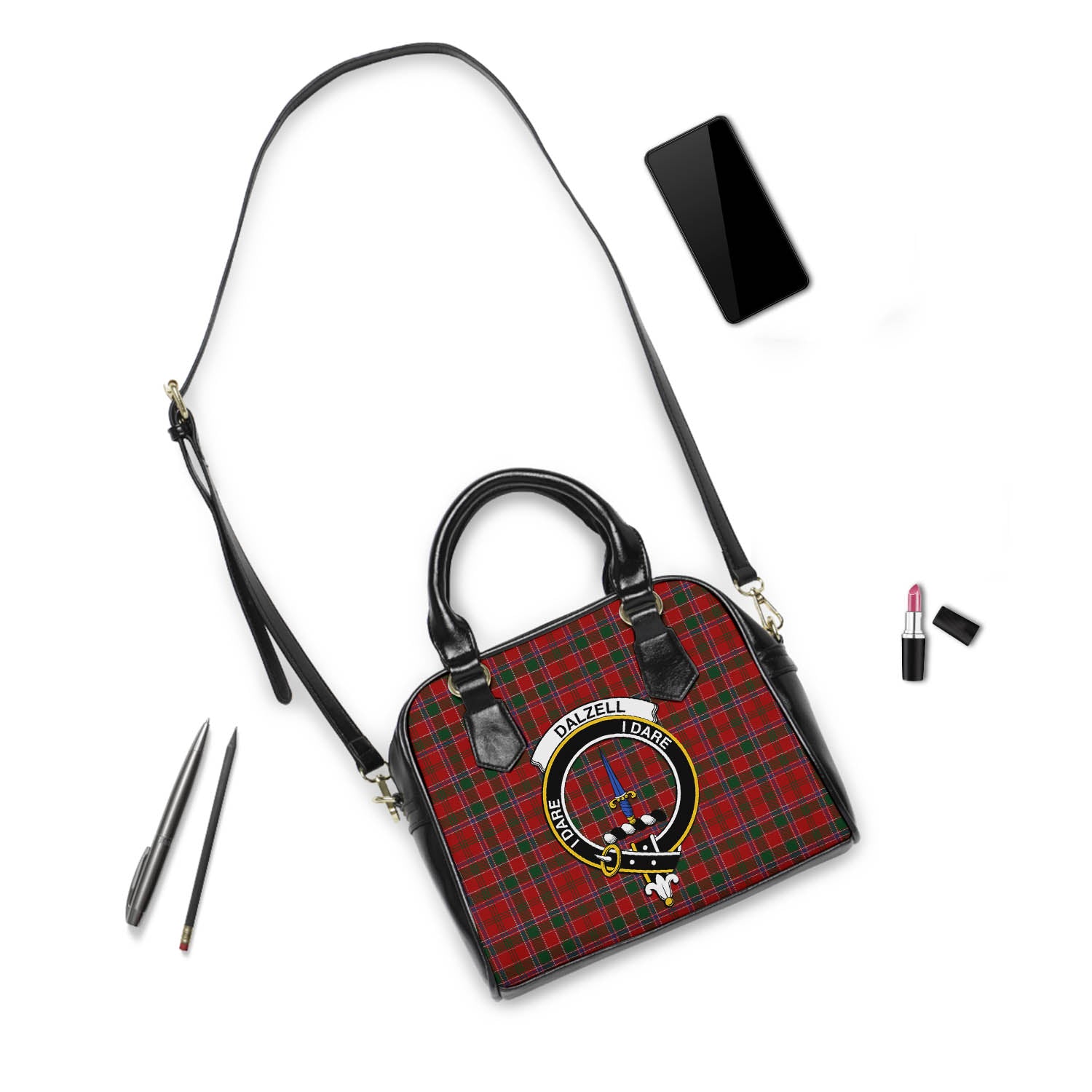 Dalzell (Dalziel) Tartan Shoulder Handbags with Family Crest - Tartanvibesclothing