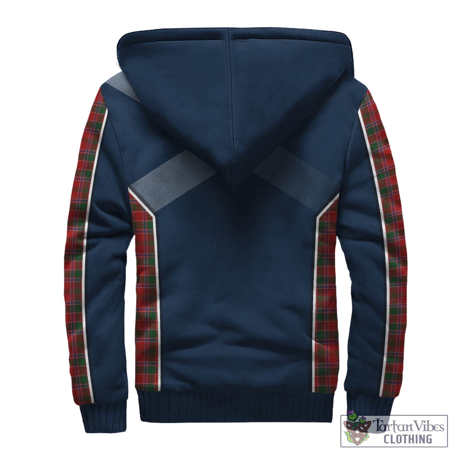 Tartan Vibes Clothing Dalzell (Dalziel) Tartan Sherpa Hoodie with Family Crest and Lion Rampant Vibes Sport Style