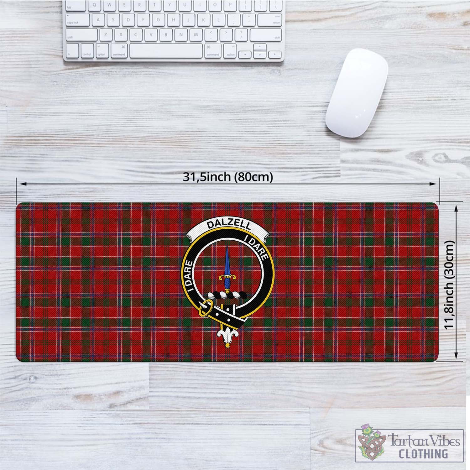 Tartan Vibes Clothing Dalzell (Dalziel) Tartan Mouse Pad with Family Crest