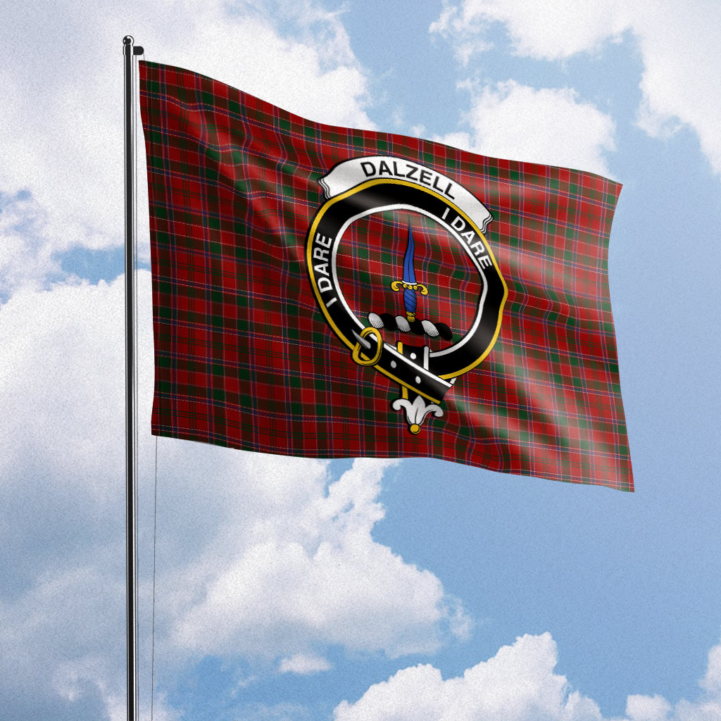 Dalzell (Dalziel) Tartan Flag with Family Crest House Flag (Horizontal) - Tartan Vibes Clothing