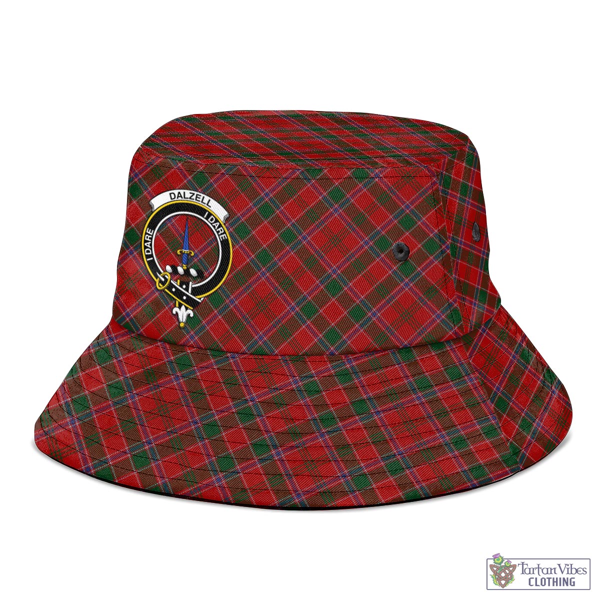 Tartan Vibes Clothing Dalzell (Dalziel) Tartan Bucket Hat with Family Crest