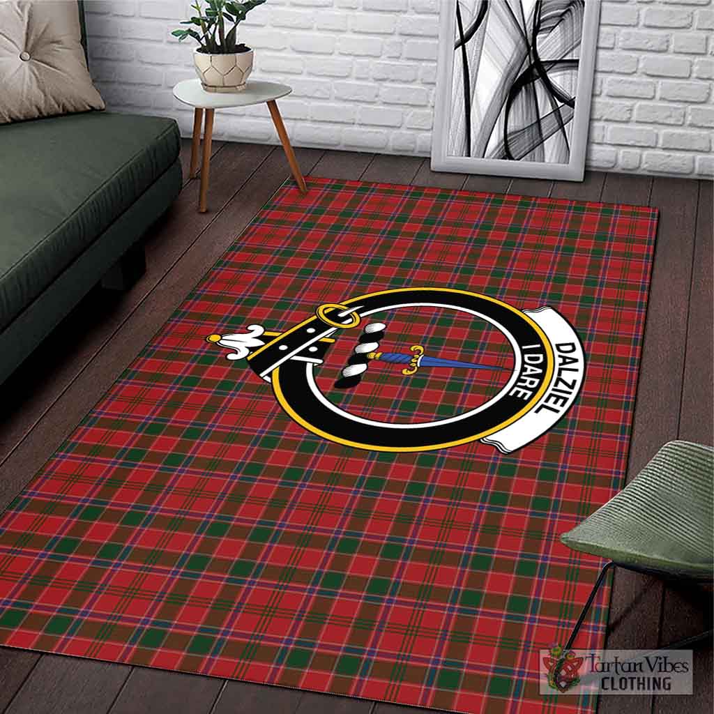 Tartan Vibes Clothing Dalziel Tartan Area Rug with Family Crest