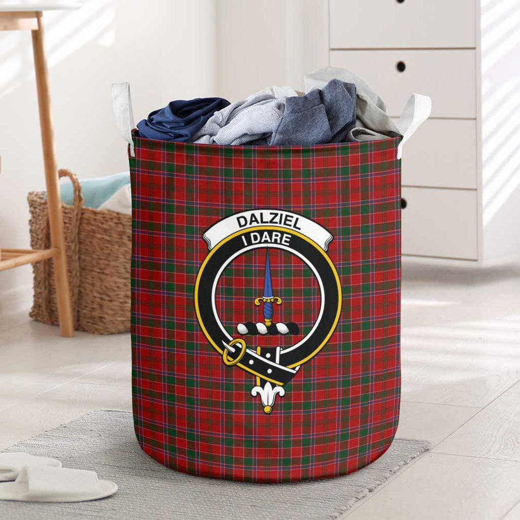 Dalziel Tartan Laundry Basket with Family Crest One Size - Tartanvibesclothing Shop