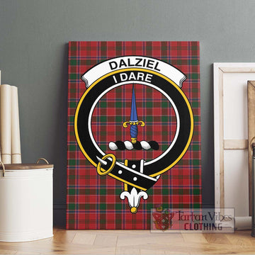 Dalziel Tartan Canvas Print Wall Art with Family Crest Without Frame - Tartan Vibes Clothing
