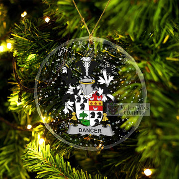 Dancer Irish Clan Christmas Glass Ornament with Coat of Arms