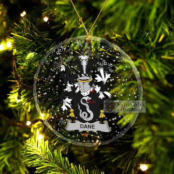 Dane Irish Clan Christmas Glass Ornament with Coat of Arms