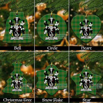 Dane Irish Clan Tartan Christmas Ceramic Ornament with Coat of Arms