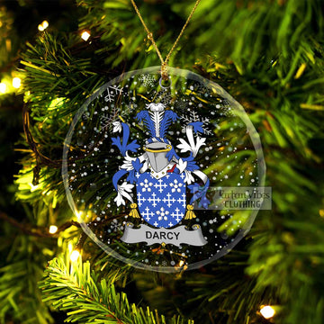 Darcy Irish Clan Christmas Glass Ornament with Coat of Arms