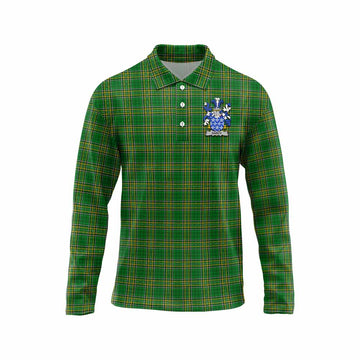 Darcy Irish Clan Tartan Long Sleeve Polo Shirt with Coat of Arms