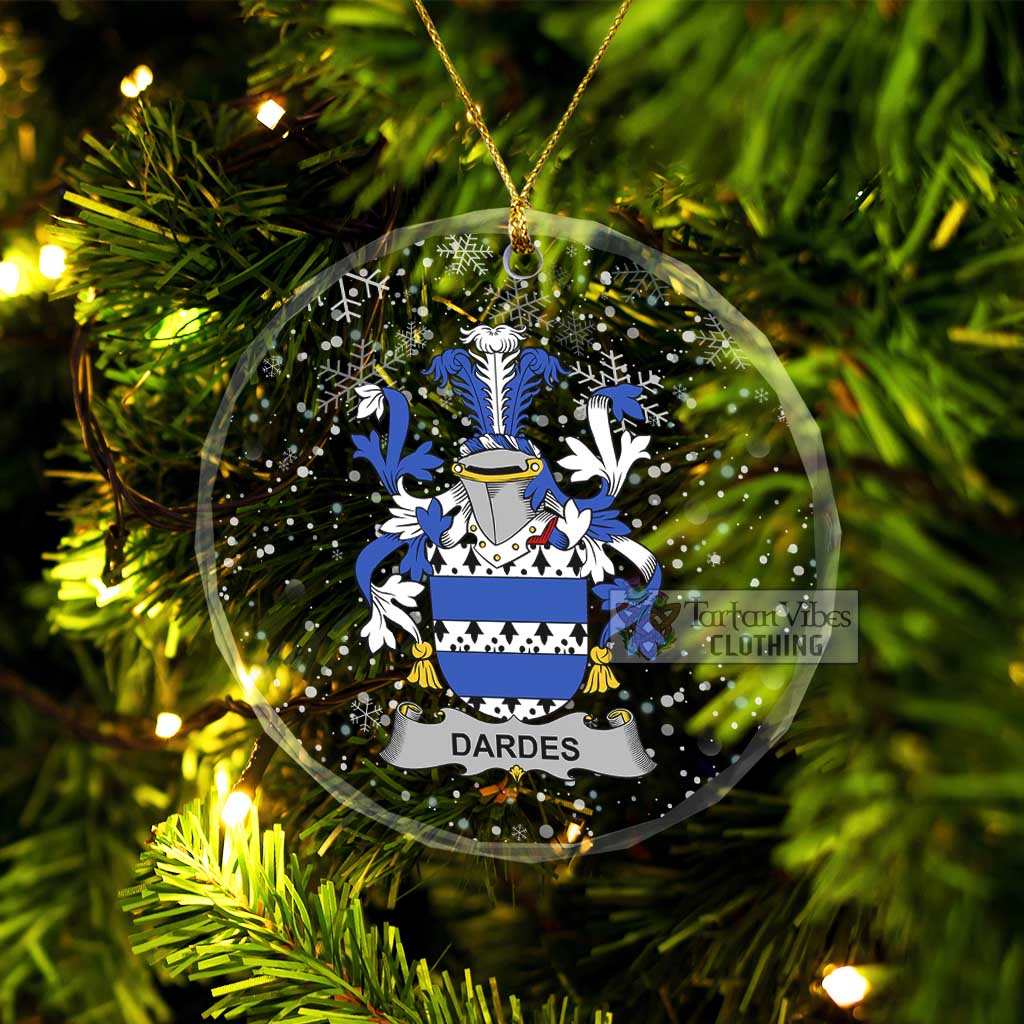 Tartan Vibes Clothing Dardes Irish Clan Christmas Glass Ornament with Coat of Arms