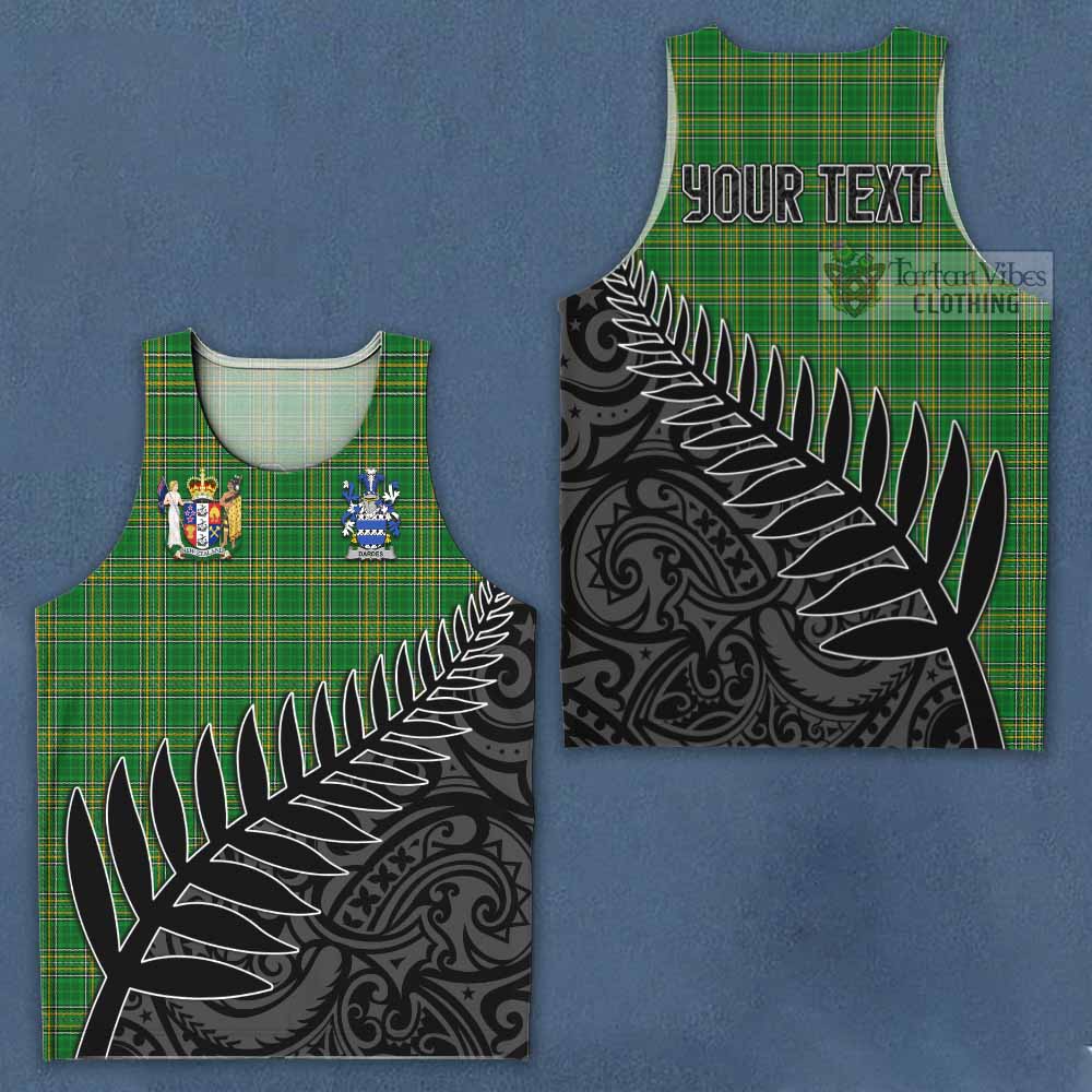 Tartan Vibes Clothing Dardes Irish Clan Tartan Men's Tank Top with Coat of Arms New Zealand Silver Fern Half Style