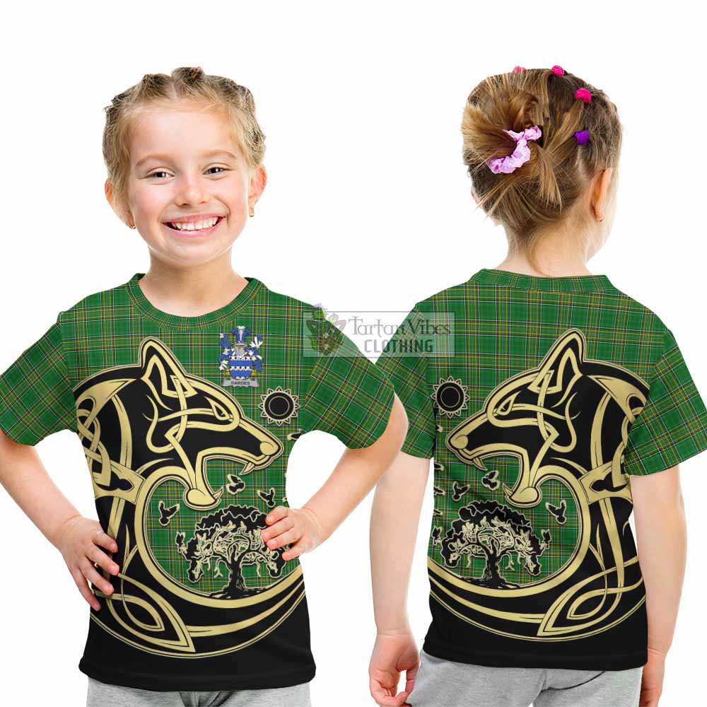 Tartan Vibes Clothing Dardes Irish Tartan Kid T-Shirt with Coat of Arms Celtic Wolf Style