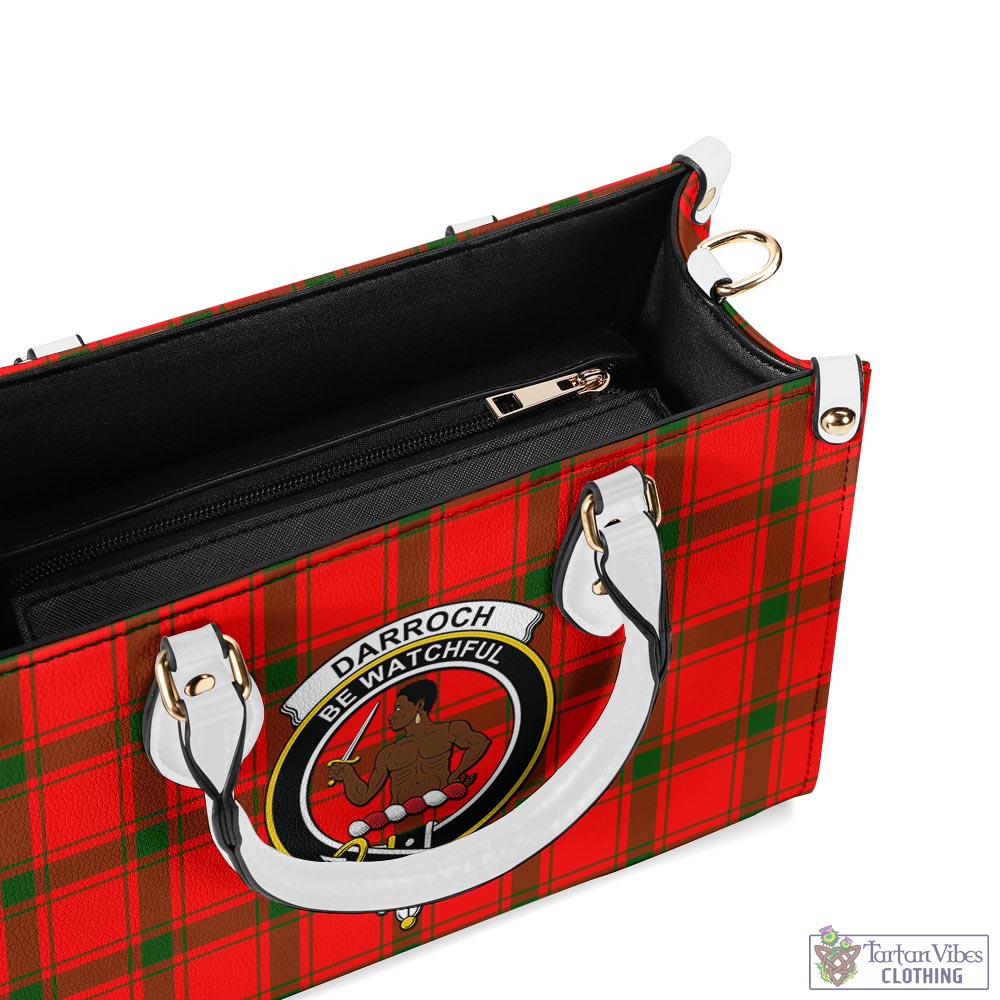 Tartan Vibes Clothing Darroch Tartan Luxury Leather Handbags with Family Crest