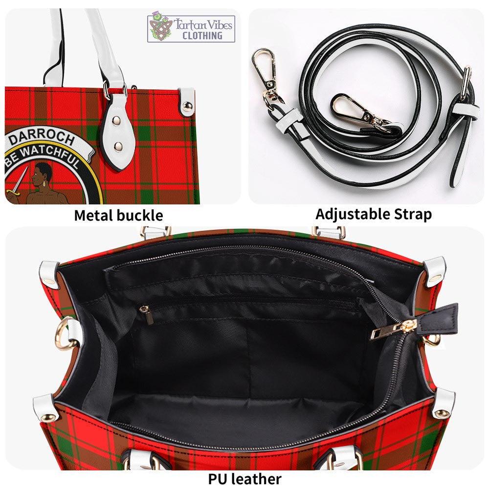 Tartan Vibes Clothing Darroch Tartan Luxury Leather Handbags with Family Crest