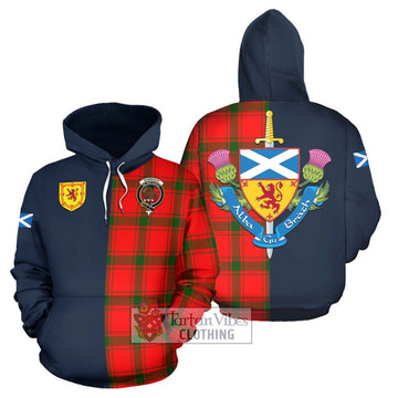 Darroch Tartan Hoodie Alba with Scottish Lion Royal Arm Half Style