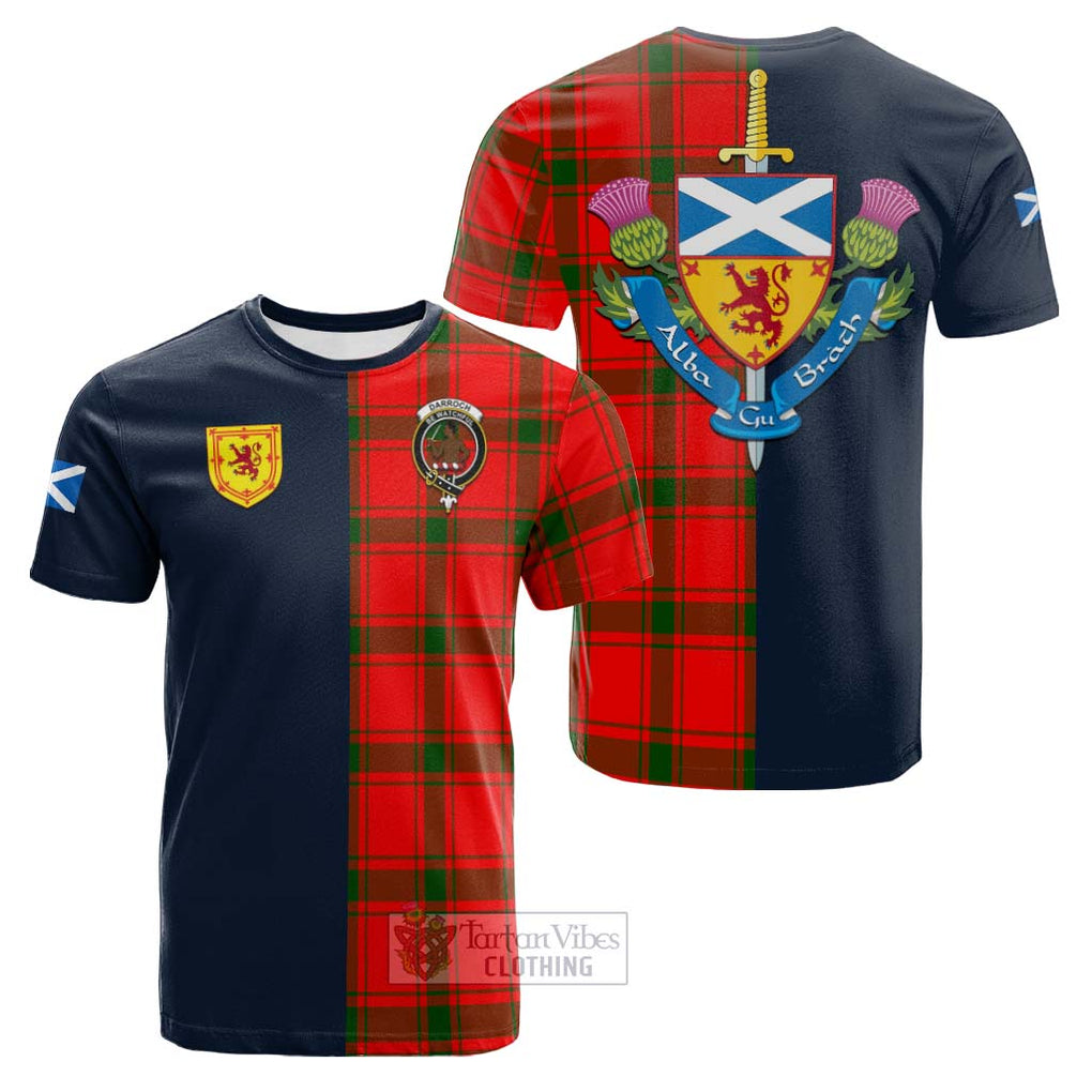 Tartan Vibes Clothing Darroch Tartan Cotton T-shirt with Scottish Lion Royal Arm Half Style