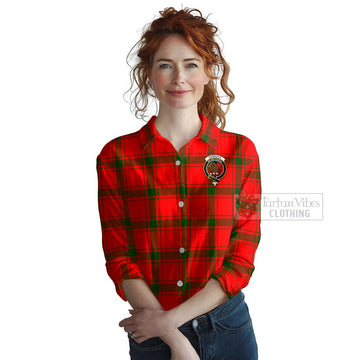 Darroch Tartan Women's Casual Shirt with Family Crest Celtic Skull Style