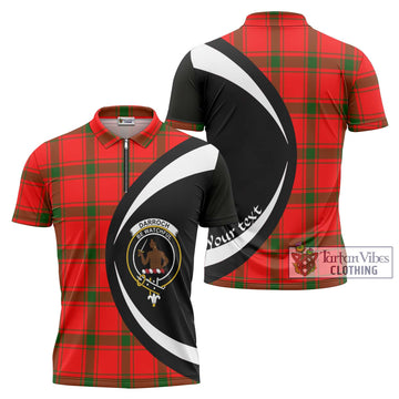 Darroch Tartan Zipper Polo Shirt with Family Crest Circle Style