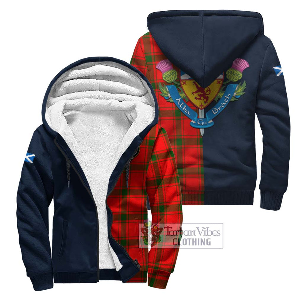 Tartan Vibes Clothing Darroch Tartan Sherpa Hoodie with Scottish Lion Royal Arm Half Style