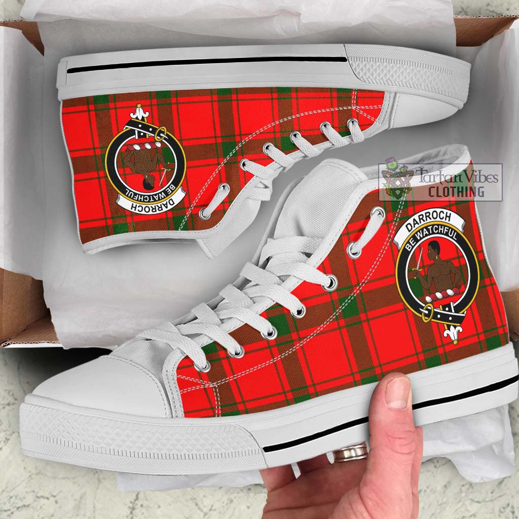 Tartan Vibes Clothing Darroch Tartan High Top Shoes with Family Crest