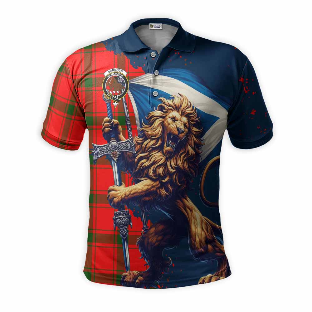 Tartan Vibes Clothing Darroch Tartan Family Crest Men's Polo Shirt with Scottish Majestic Lion