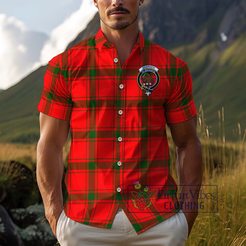 Tartan Vibes Clothing Darroch Tartan Cotton Hawaiian Shirt with Family Crest