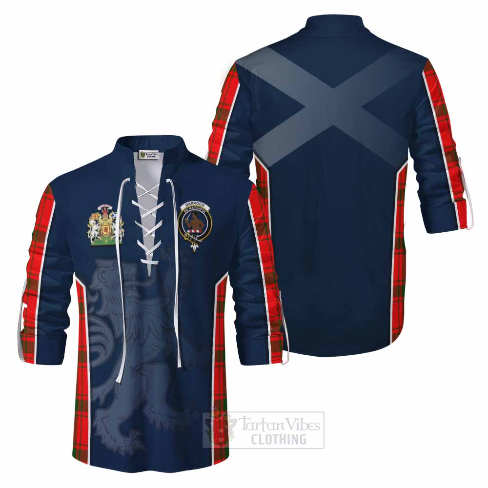 Tartan Vibes Clothing Darroch Tartan Ghillie Kilt Shirt with Family Crest and Lion Rampant Vibes Sport Style