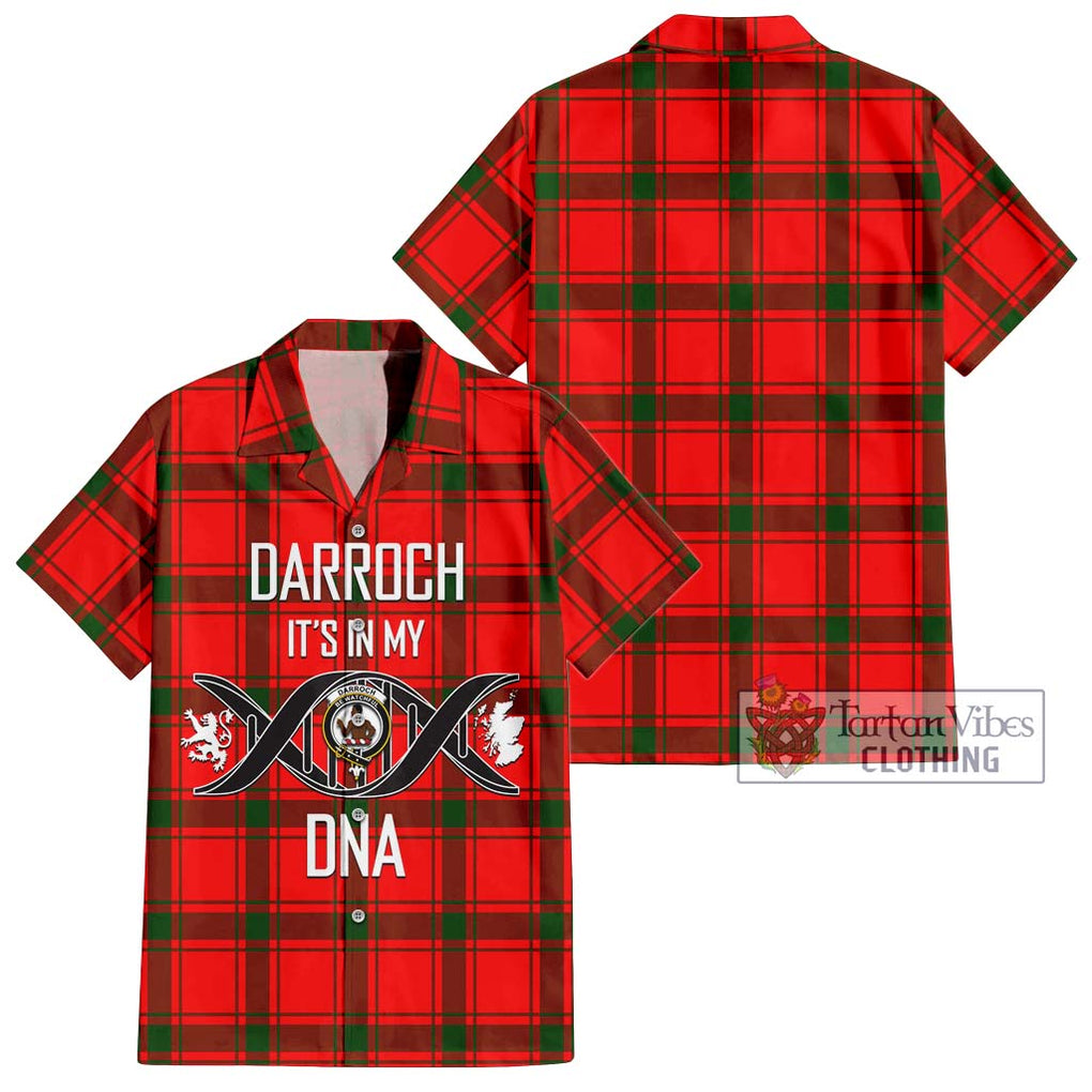 Darroch Tartan Short Sleeve Button Shirt with Family Crest DNA In Me Style Kid - Tartanvibesclothing Shop