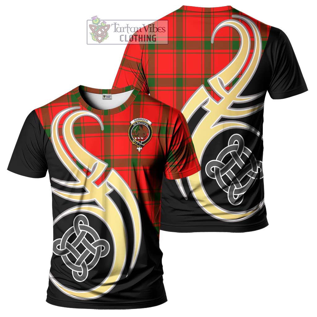 Tartan Vibes Clothing Darroch Tartan T-Shirt with Family Crest and Celtic Symbol Style
