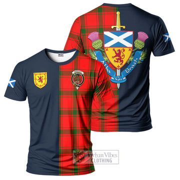 Darroch Tartan T-Shirt Alba with Scottish Lion Royal Arm Half Style