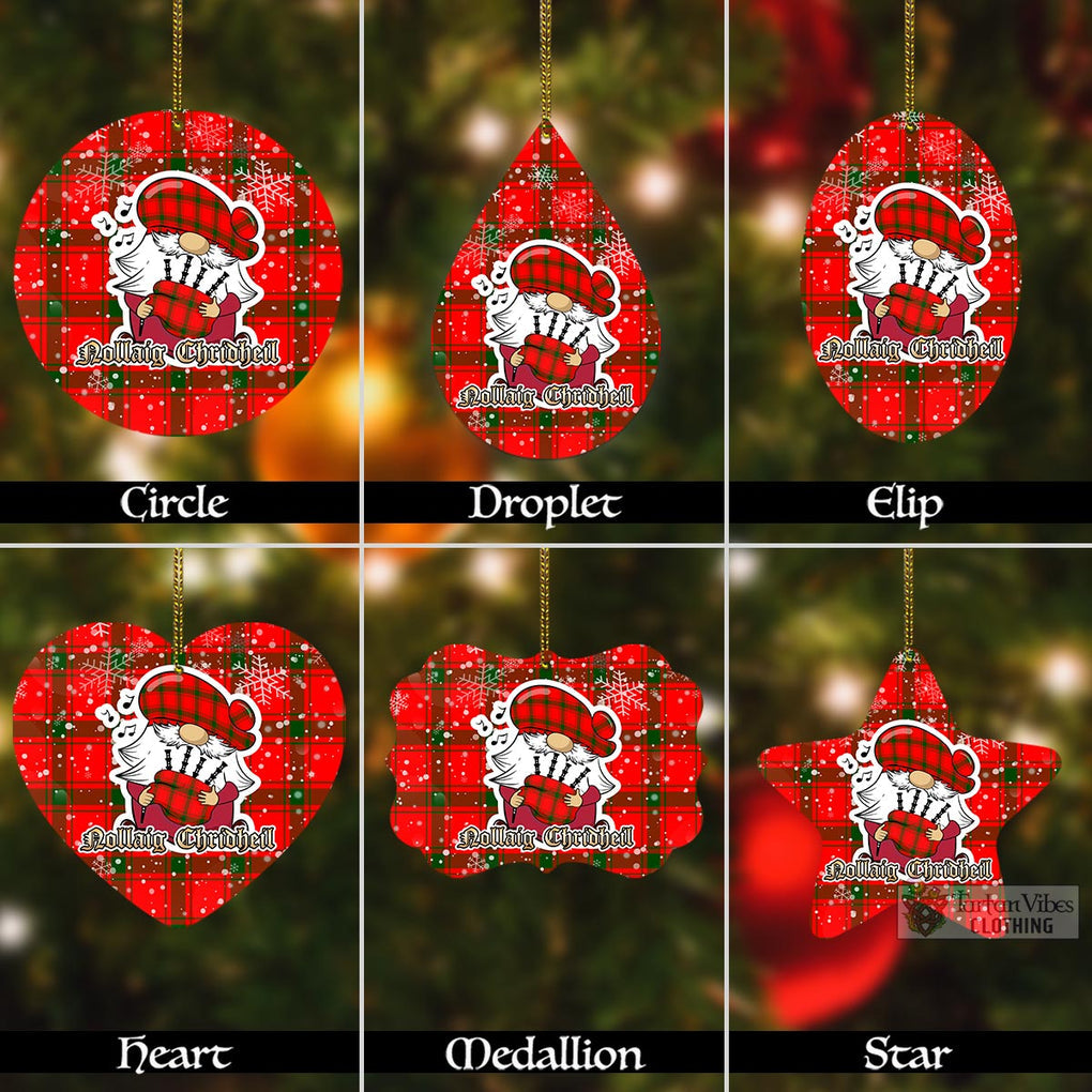 Tartan Vibes Clothing Darroch Tartan Christmas Aluminium Ornament with Gnome Playing Bagpipes