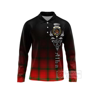 Darroch Tartan Long Sleeve Polo Shirt Featuring Alba Gu Brath Family Crest Celtic Inspired