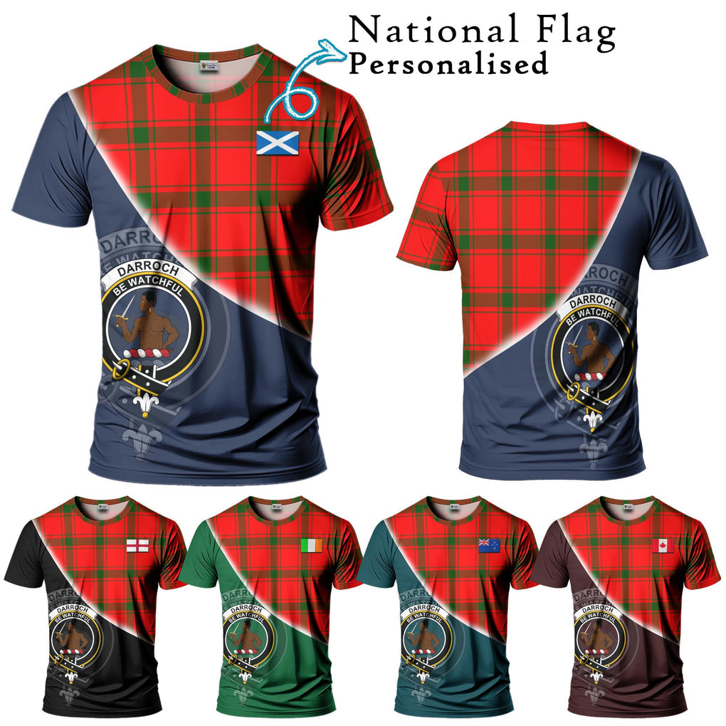 Darroch Tartan T-Shirt with Personalised National Flag and Family Crest Half Style Kid's Shirt - Tartanvibesclothing Shop