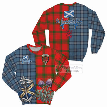 Darroch Tartan Sweatshirt Happy St. Andrew's Day Half Tartan Style