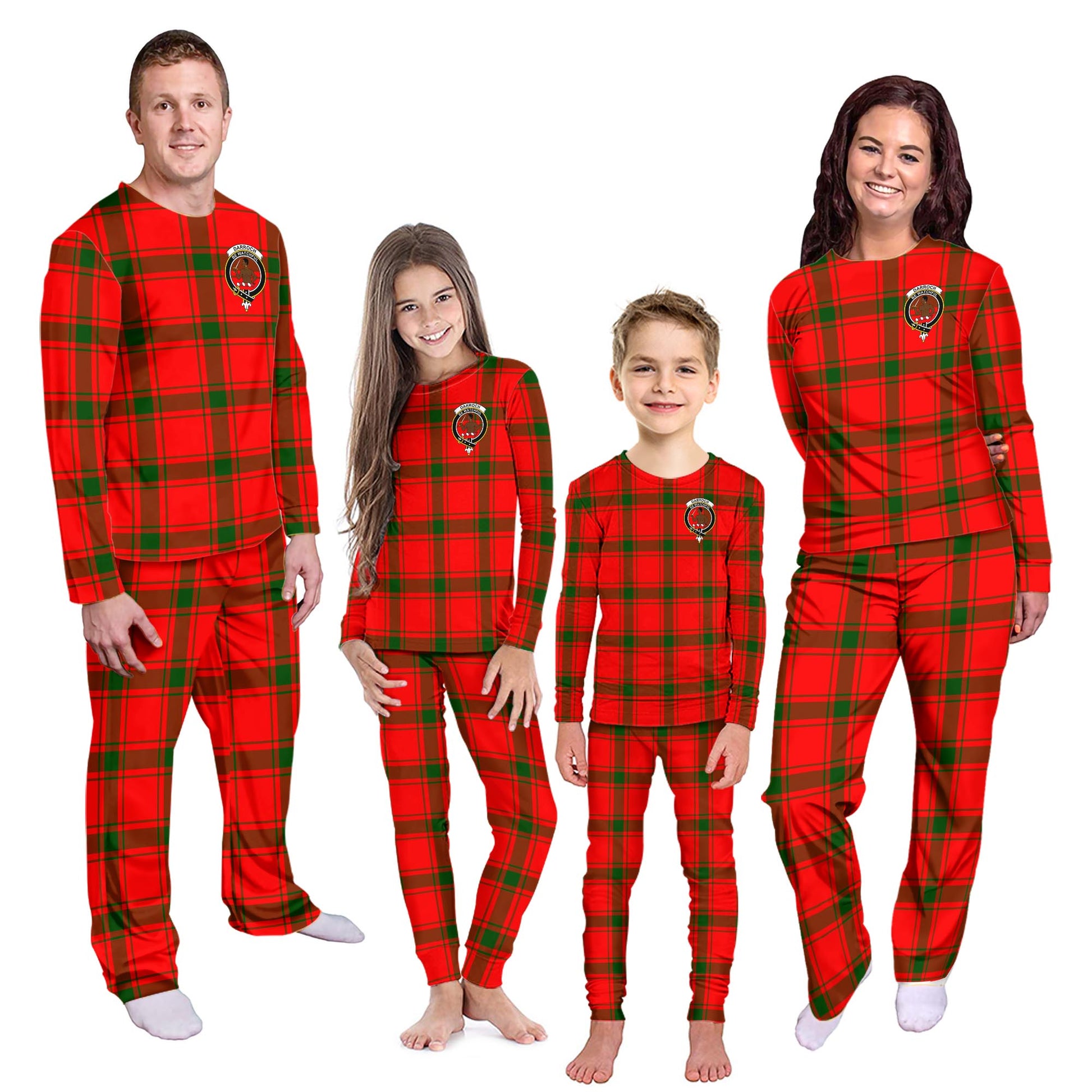 Darroch Tartan Pajamas Family Set with Family Crest - Tartanvibesclothing