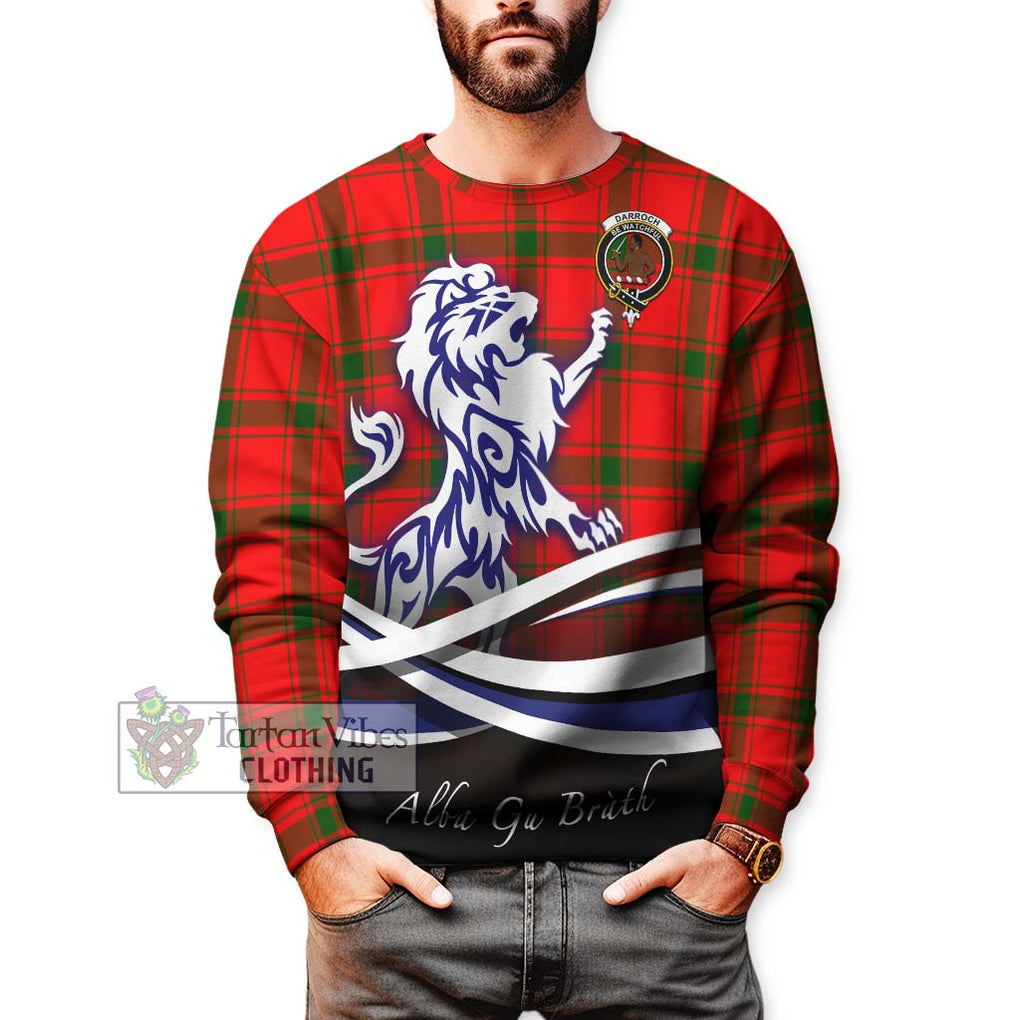 Darroch Tartan Sweatshirt with Alba Gu Brath Regal Lion Emblem Unisex - Tartanvibesclothing Shop