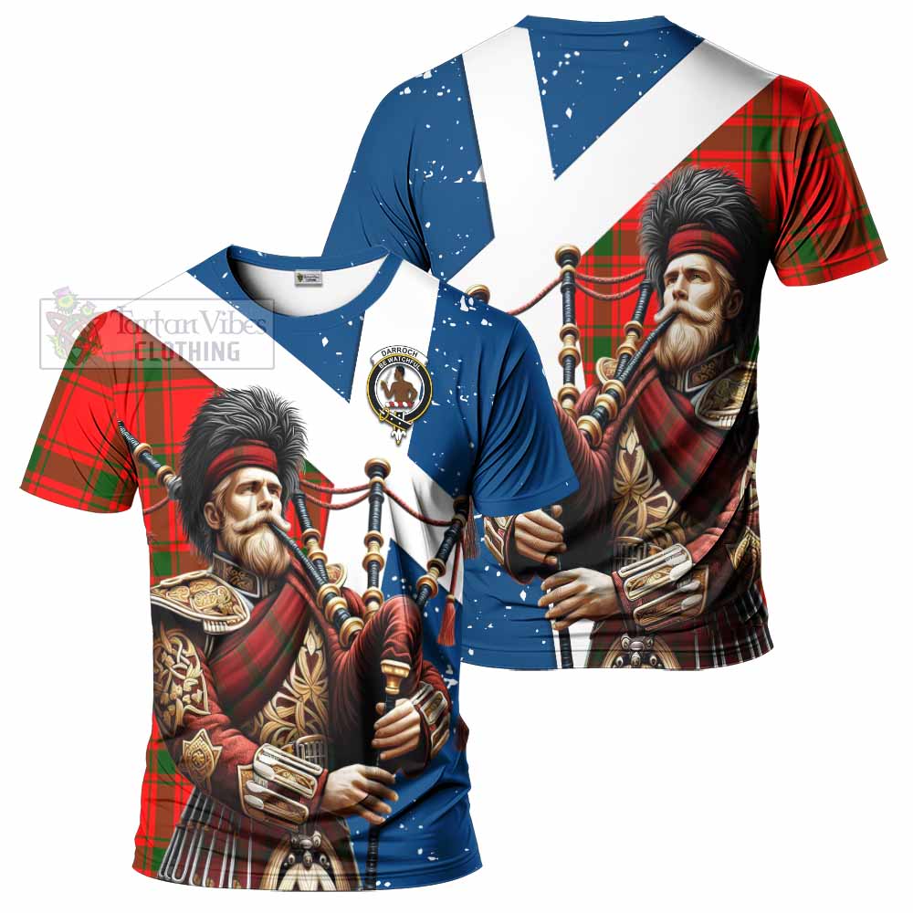 Tartan Vibes Clothing Darroch Tartan T-Shirt with Family Crest Scottish Bagpiper Vibes