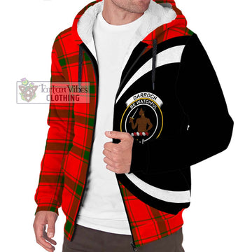 Darroch Tartan Sherpa Hoodie with Family Crest Circle Style