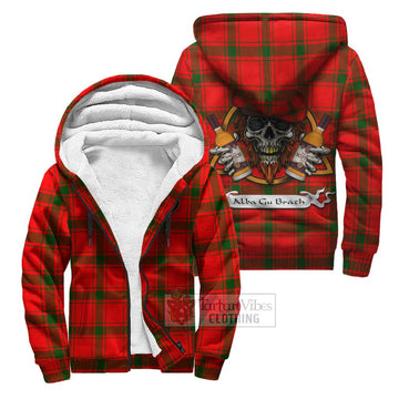 Darroch Tartan Sherpa Hoodie with Family Crest and Bearded Skull Holding Bottles of Whiskey