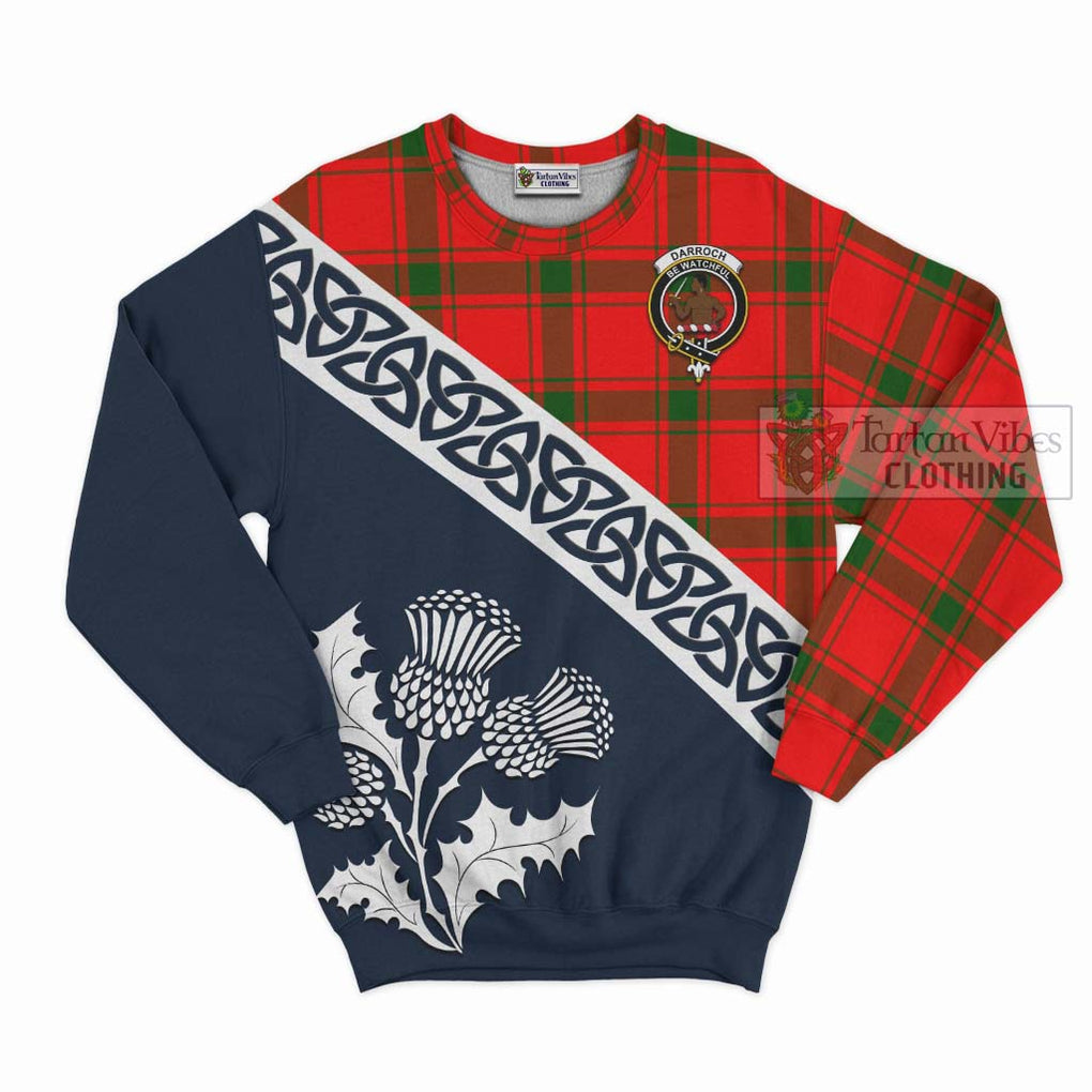 Tartan Vibes Clothing Darroch Tartan Sweatshirt Featuring Thistle and Scotland Map