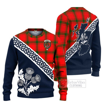 Darroch Tartan Ugly Sweater Featuring Thistle and Scotland Map