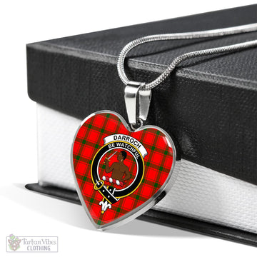 Darroch Tartan Heart Necklace with Family Crest