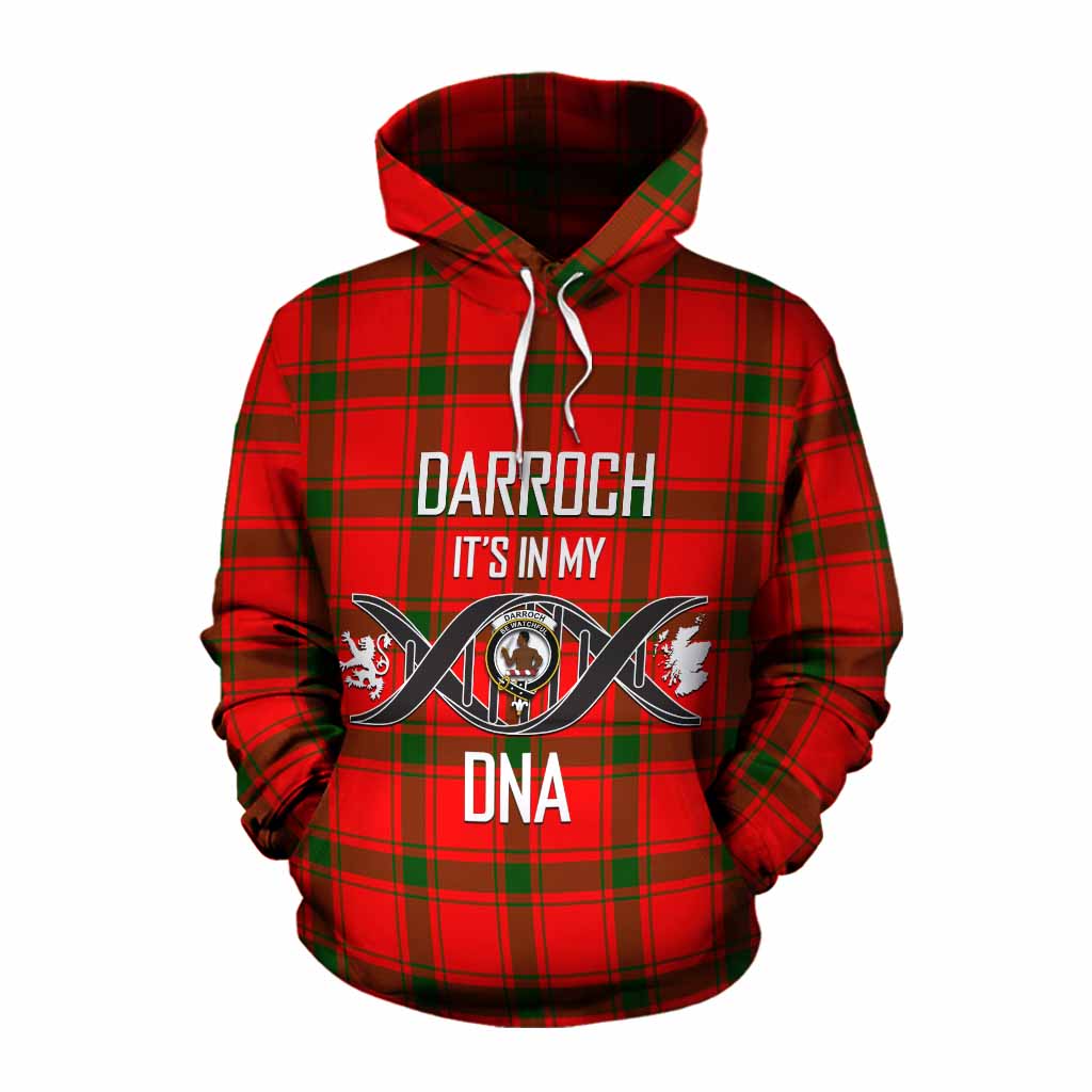 Tartan Vibes Clothing Darroch Tartan Cotton Hoodie with Family Crest DNA In Me Style