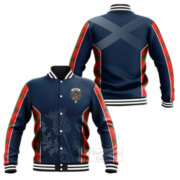 Darroch Tartan Baseball Jacket with Family Crest and Scottish Thistle Vibes Sport Style