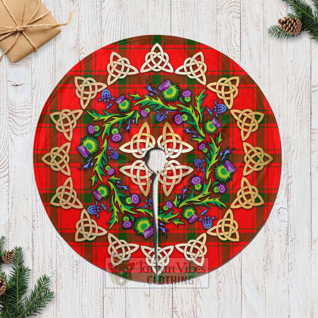 Tartan Vibes Clothing Darroch Tartan Christmas Tree Skirt with Thistle Celtic Knot Style